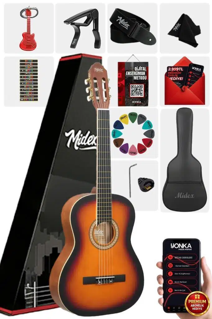 Midex MGX-200SB Kaliteli Klasik Gitar 4/4 Yetişkin Boy Full Set Midex MGX-200SB Kaliteli Klasik Gitar 4/4 Yetişkin Boy Full Set