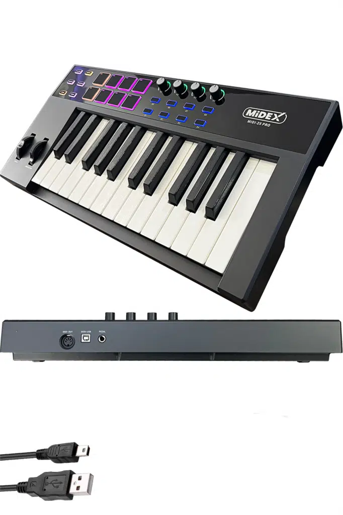 Midex Midi-25 PRO Midi Klavye 25 Tuşlu Midi Keyboard 8 Pad Midex Midi-25 PRO Midi Klavye 25 Tuşlu Midi Keyboard 8 Pad
