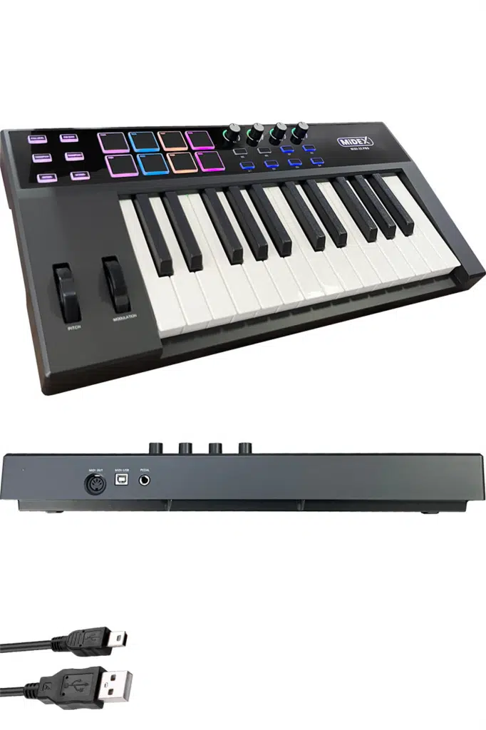Midex Midi-25 PRO Midi Klavye 25 Tuşlu Midi Keyboard 8 Pad Midex Midi-25 PRO Midi Klavye 25 Tuşlu Midi Keyboard 8 Pad