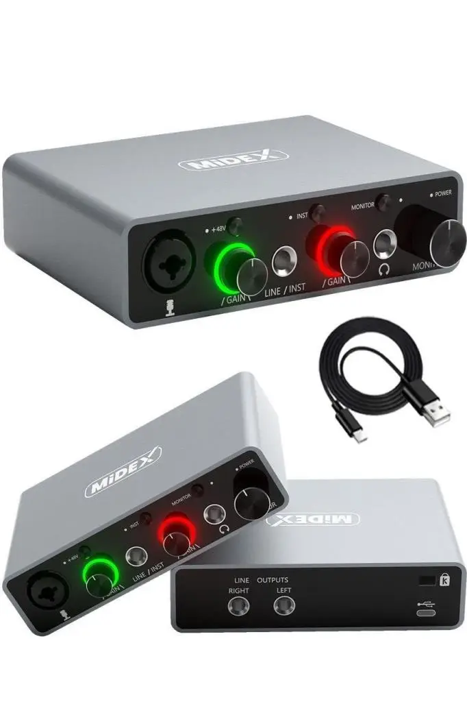 Midex Midi Paket-2 Stüdyo Ekipmanları Seti Ses Kartı Midi Klavye Mikrofon Kulaklık