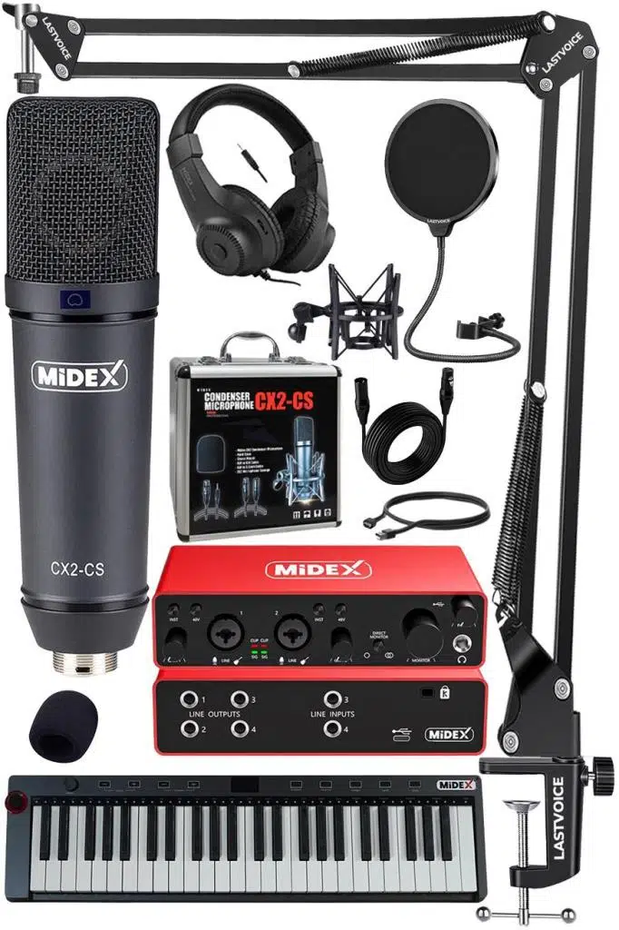 Midex Midi Paket-6 Stüdyo Ekipmanları Seti Ses Kartı Midi Klavye Mikrofon Kulaklık Midex Midi Paket-6 Stüdyo Ekipmanları Seti Ses Kartı Midi Klavye Mikrofon Kulaklık