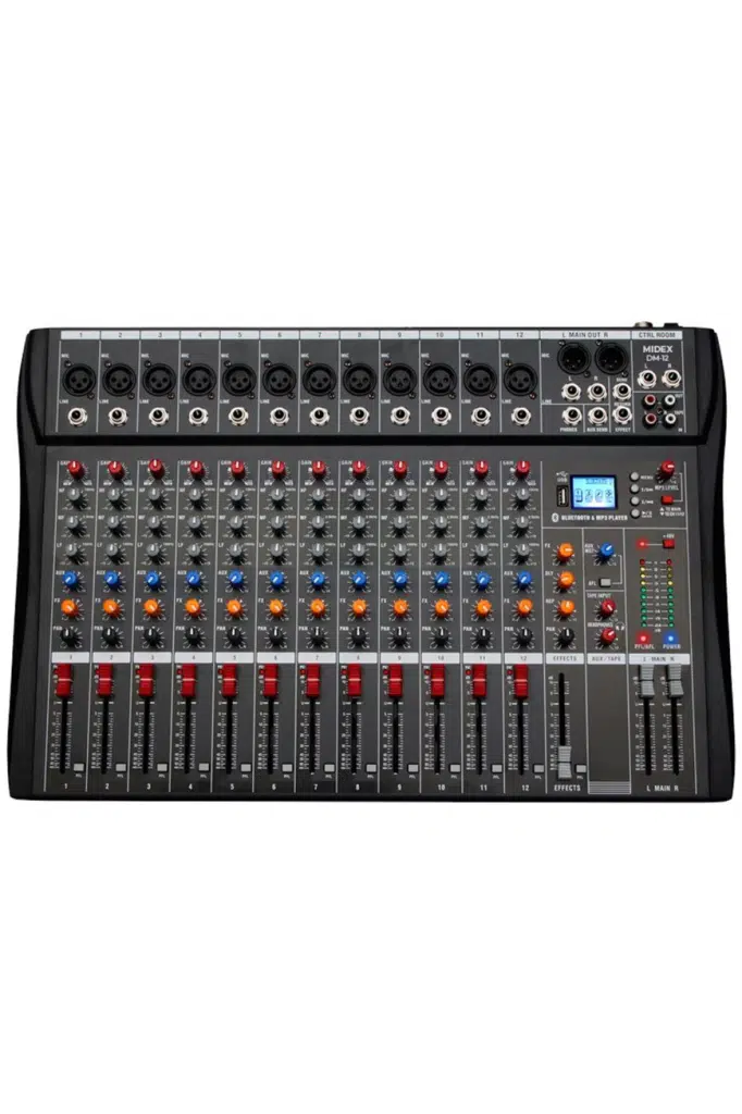 Midex Mix DM-12 Deck Mikser 12 Kanal Ses Mikseri (Bluetooth USB Efekt)