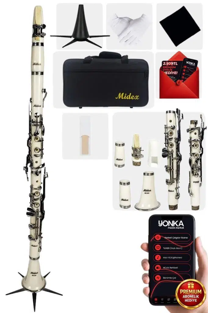 Midex MK-404 Profesyonel Sol Klarnet 4 Yüzüklü (Nota Sehpası Çanta ve Full Aksesuar) Midex MK-404 Profesyonel Sol Klarnet 4 Yüzüklü (Nota Sehpası Çanta ve Full Aksesuar)