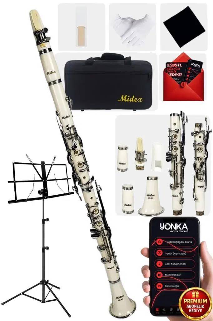 Midex MK-404ST Profesyonel Sol Klarnet 4 Yüzüklü Standlı Full Set