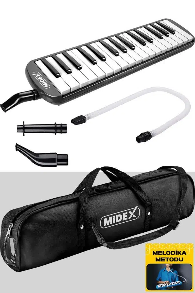 Midex ML-32BK Melodika Seti 32 Tuşlu Siyah Renk METOD HEDİYE (Tuşlarda Nota Yazmaktadır)
