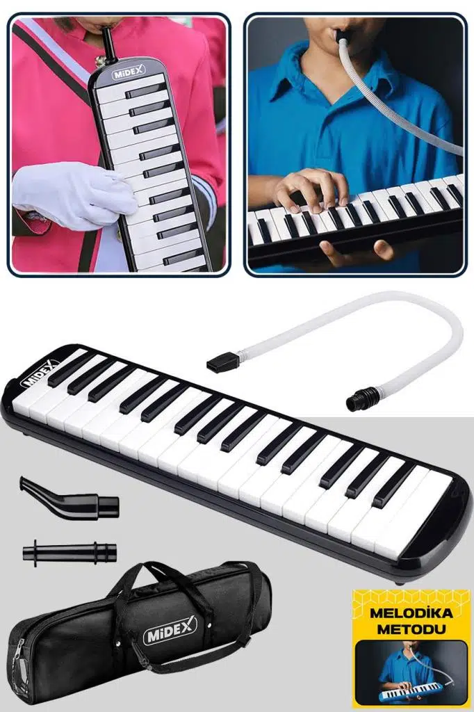 Midex ML-32BK Melodika Seti 32 Tuşlu Siyah Renk METOD HEDİYE (Tuşlarda Nota Yazmaktadır)