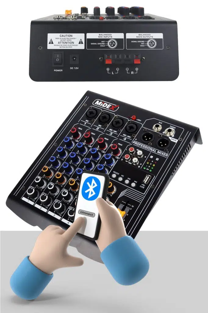 Midex MP-400 Amfili Power Mikser 2x200 WATT 4 Kanal (Bluetooth USB Efekt Kayıt) Midex MP-400 Amfili Power Mikser 2x200 WATT 4 Kanal (Bluetooth USB Efekt Kayıt)