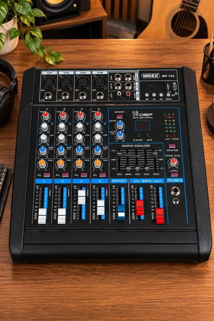 Midex MP-700 Amfili Power Mikser 2x350 WATT 4 Kanal Dsp Efekt EQ Usb