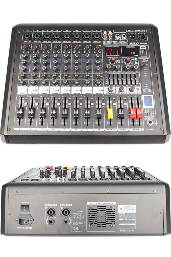 Midex MPX-1200P Power Mikser Amfi 8 Kanal 2x600W Dijital Efekt Bt EQ Usb Midex MPX-1200P Power Mikser Amfi 8 Kanal 2x600W Dijital Efekt Bt EQ Usb