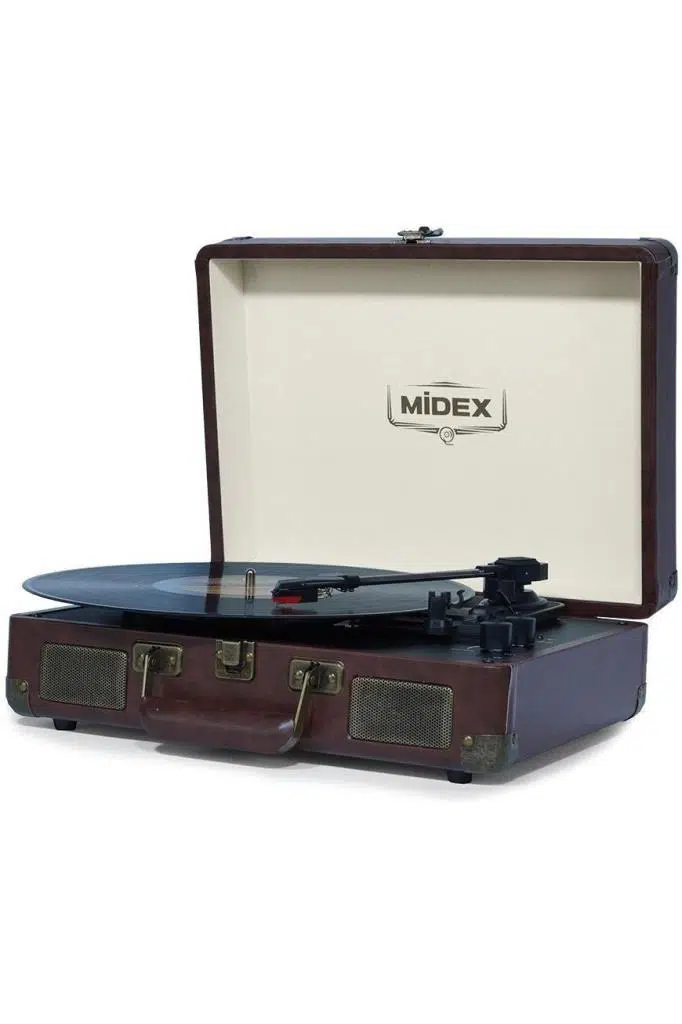 Midex Mtx-101CR Nostaljik Retro Pikap Plak Çalar (Şarjlı Bluetooth Aux Hoparlörlü 3 Devir) İğne Dahil Midex Mtx-101CR Nostaljik Retro Pikap Plak Çalar (Şarjlı Bluetooth Aux Hoparlörlü 3 Devir) İğne Dahil