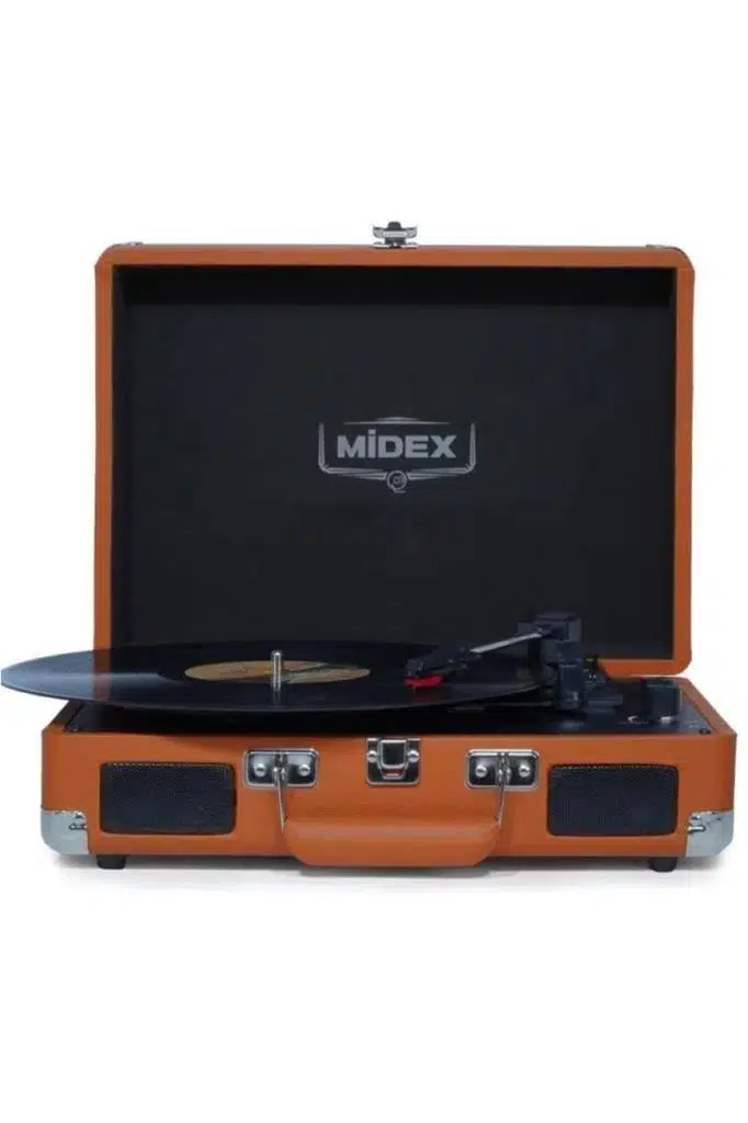 Midex Mtx-101OR Nostaljik Retro Pikap Plak Çalar (Şarjlı Bluetooth Aux Hoparlörlü 3 Devir) İğne Dahil Midex Mtx-101OR Nostaljik Retro Pikap Plak Çalar (Şarjlı Bluetooth Aux Hoparlörlü 3 Devir) İğne Dahil