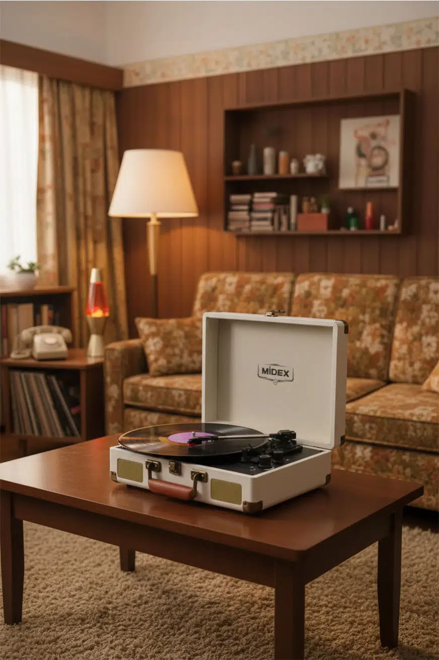 Midex Mtx-101WH Nostaljik Retro Pikap Plak Çalar (Şarjlı Bluetooth Aux Hoparlörlü 3 Devir) İğne Dahil Midex Mtx-101WH Nostaljik Retro Pikap Plak Çalar (Şarjlı Bluetooth Aux Hoparlörlü 3 Devir) İğne Dahil