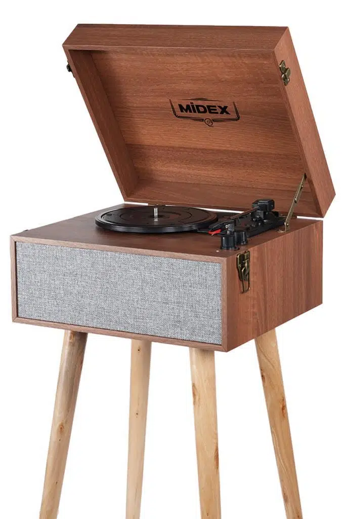 Midex MTX-1290 Nostaljik Ayaklı Pikap Plak Çalar Şarjlı 3 Devirli Bluetoothlu