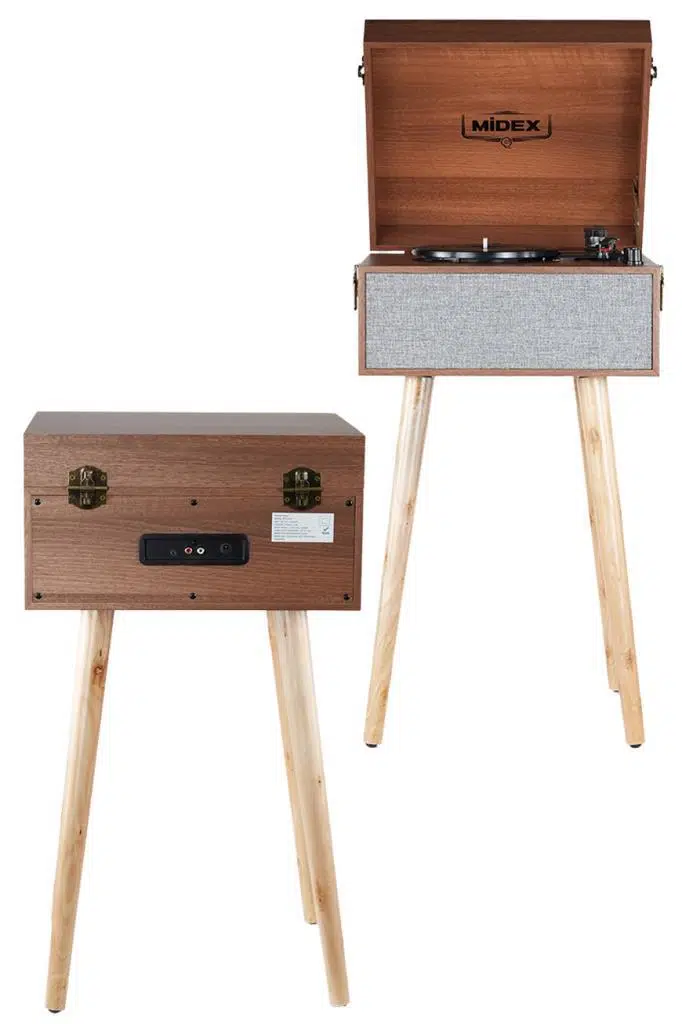 Midex MTX-1290 Nostaljik Ayaklı Pikap Plak Çalar Şarjlı 3 Devirli Bluetoothlu