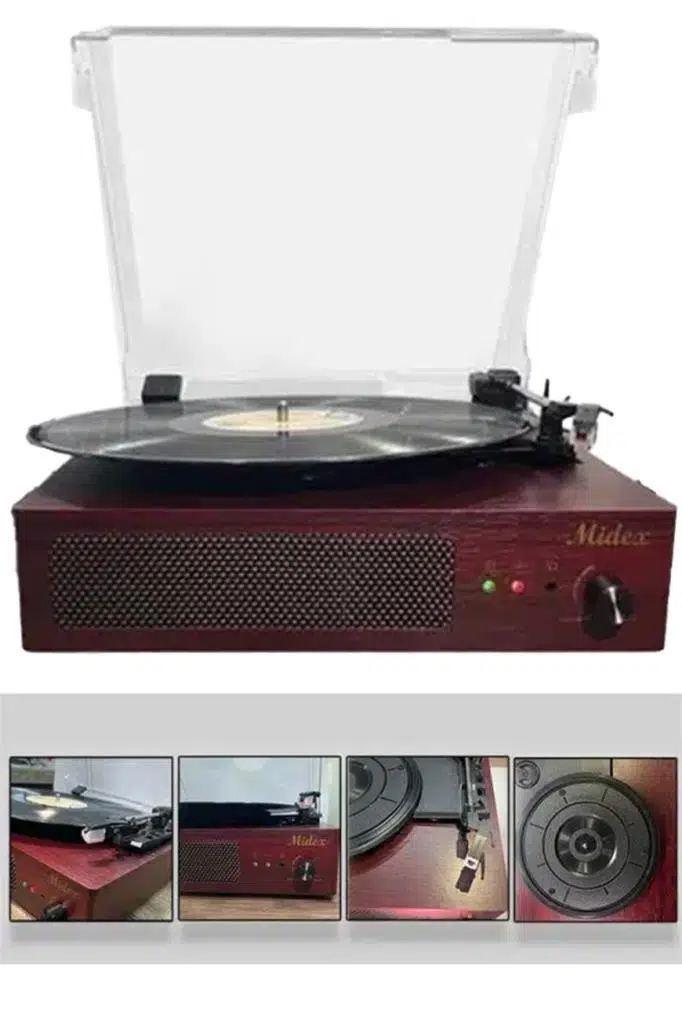 Midex Mtx-303 Nostaljik Pikap Plak Çalar (Şarjlı Bluetooth Aux Hoparlörlü 3 Devir) İğne Dahil