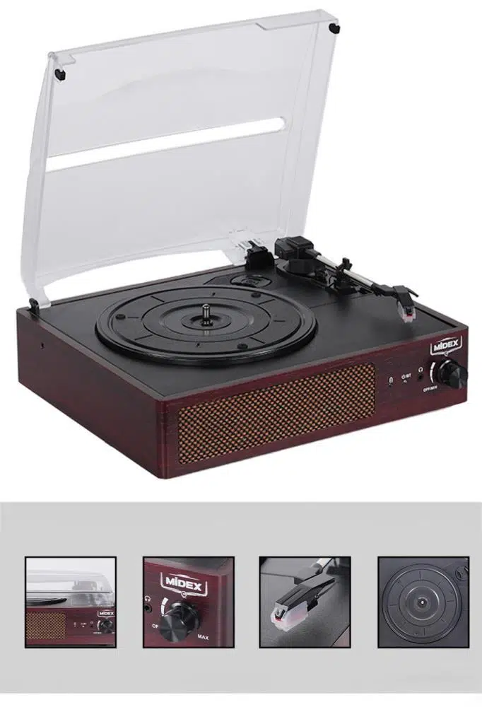 Midex Mtx-303 Nostaljik Pikap Plak Çalar (Şarjlı Bluetooth Aux Hoparlörlü 3 Devir) İğne Dahil Midex Mtx-303 Nostaljik Pikap Plak Çalar (Şarjlı Bluetooth Aux Hoparlörlü 3 Devir) İğne Dahil