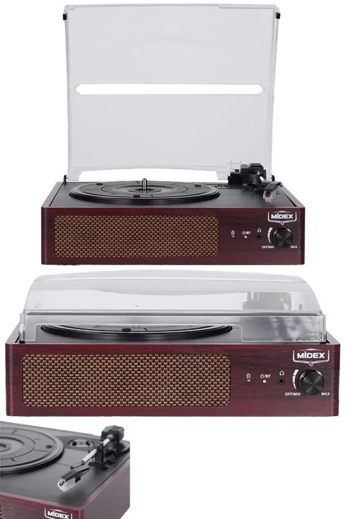 Midex Mtx-303 Nostaljik Pikap Plak Çalar (Şarjlı Bluetooth Aux Hoparlörlü 3 Devir) İğne Dahil Midex Mtx-303 Nostaljik Pikap Plak Çalar (Şarjlı Bluetooth Aux Hoparlörlü 3 Devir) İğne Dahil
