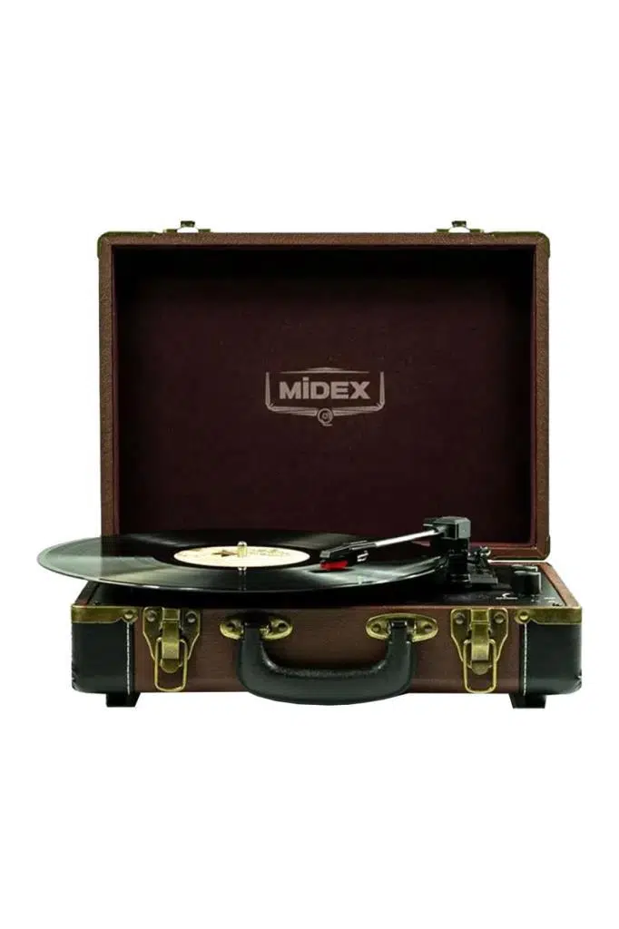 Midex Mtx101BN Nostaljik Retro Pikap Plak Çalar (Şarjlı Bluetooth Aux Hoparlörlü 3 Devir) İğne Dahil Midex Mtx101BN Nostaljik Retro Pikap Plak Çalar (Şarjlı Bluetooth Aux Hoparlörlü 3 Devir) İğne Dahil