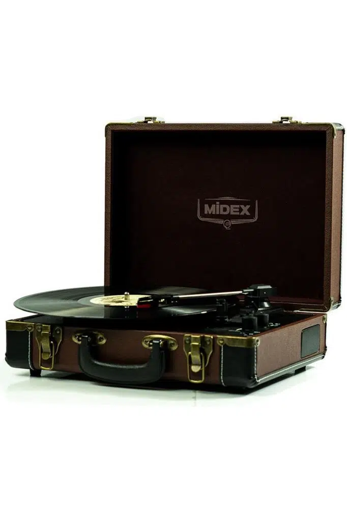 Midex Mtx101BN Nostaljik Retro Pikap Plak Çalar (Şarjlı Bluetooth Aux Hoparlörlü 3 Devir) İğne Dahil