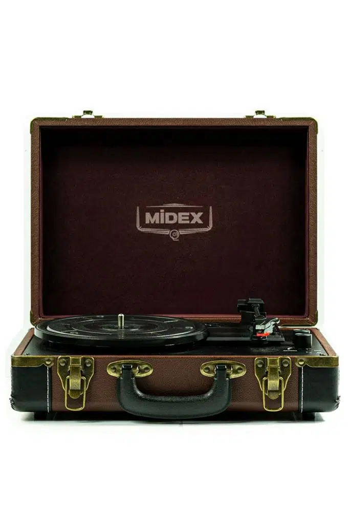 Midex Mtx101BN Nostaljik Retro Pikap Plak Çalar (Şarjlı Bluetooth Aux Hoparlörlü 3 Devir) İğne Dahil