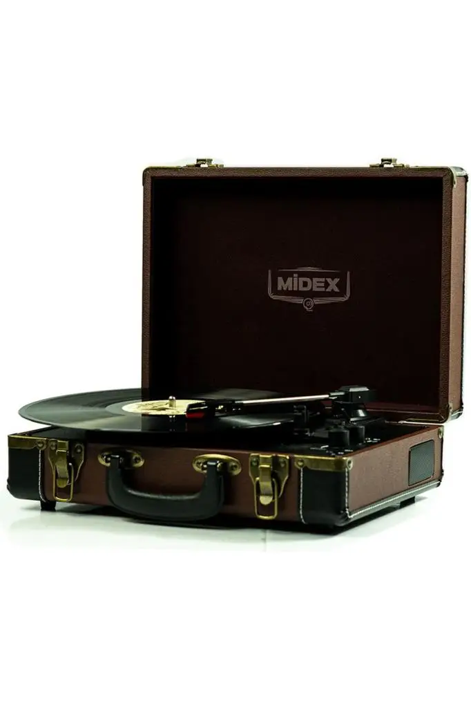 Midex Mtx101BN Nostaljik Retro Pikap Plak Çalar (Şarjlı Bluetooth Aux Hoparlörlü 3 Devir) İğne Dahil