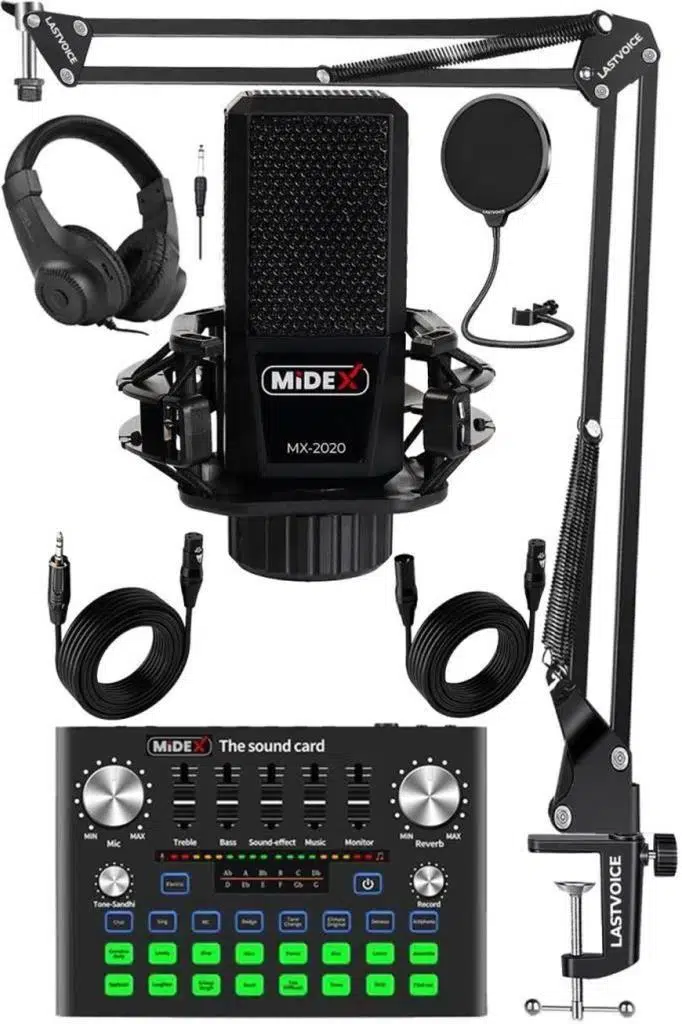 Midex MX-2020 Compact Set-1 Efektli Ses Kartı Mikrofon Stand Seti (PC ve Telefon) Midex MX-2020 Compact Set-1 Efektli Ses Kartı Mikrofon Stand Seti (PC ve Telefon)