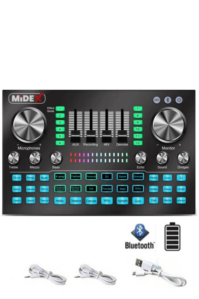 Midex MX-2020 Diamond Set Efektli Ses Kartı Mikrofon Kulaklık Stand Kayıt Canlı Yayın Seti (PC ve Telefon)