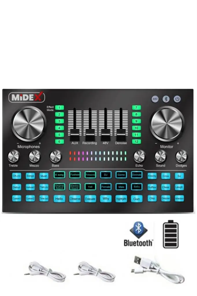 Midex MX-2020 Diamond Set Efektli Ses Kartı Mikrofon Kulaklık Stand Kayıt Canlı Yayın Seti (PC ve Telefon)