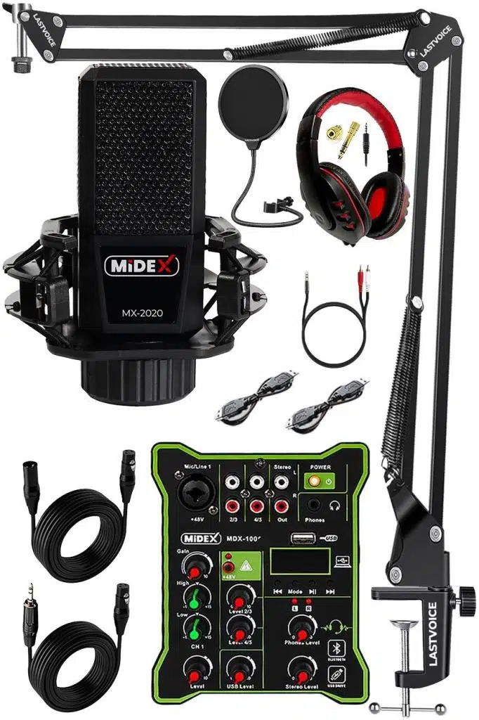 Midex MX-2020 Functional Paket-2 Stüdyo Mikrofon Ses Kartlı Mikser Kulaklık Stand Midex MX-2020 Functional Paket-2 Stüdyo Mikrofon Ses Kartlı Mikser Kulaklık Stand