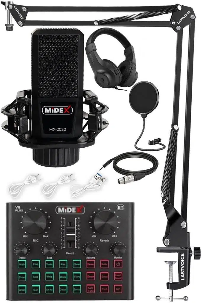 Midex MX-2020 Live Set Efektli Ses Kartı Mikrofon Stand Kayıt Canlı Yayın Seti (PC ve Telefon) Midex MX-2020 Live Set Efektli Ses Kartı Mikrofon Stand Kayıt Canlı Yayın Seti (PC ve Telefon)