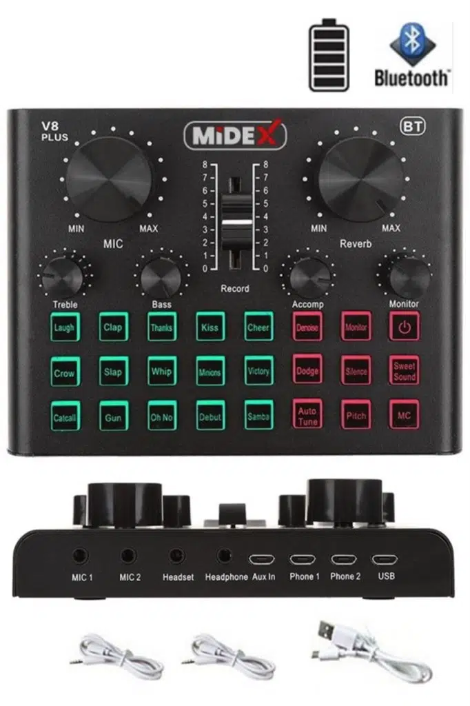 Midex MX-2020 Live Set Efektli Ses Kartı Mikrofon Stand Kayıt Canlı Yayın Seti (PC ve Telefon) Midex MX-2020 Live Set Efektli Ses Kartı Mikrofon Stand Kayıt Canlı Yayın Seti (PC ve Telefon)