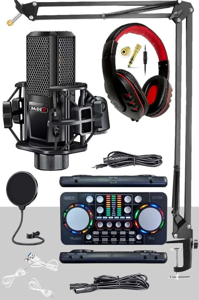 Midex MX-2020 Persuasive Paket-2 Stüdyo Mikrofon Ses Kartı Kulaklık Stand (Kayıt ve Canlı Yayın) Midex MX-2020 Persuasive Paket-2 Stüdyo Mikrofon Ses Kartı Kulaklık Stand (Kayıt ve Canlı Yayın)