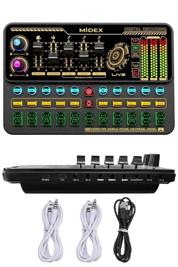 Midex MX-2020 Platinium Set Efektli Ses Kartı Mikrofon Stand Kayıt Canlı Yayın Seti (PC ve Telefon)