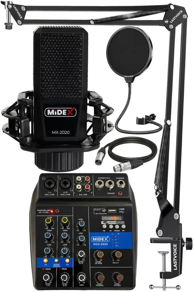 Midex MX-2020 Solo Mix Condenser Mikrofon ve Kayıt Mixer Seti