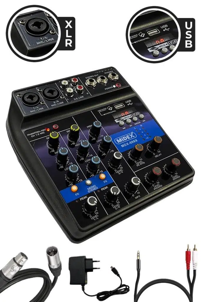Midex MX-2020 Solo Mix Condenser Mikrofon ve Kayıt Mixer Seti
