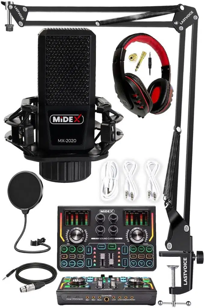 Midex MX-2020 Titanium Set Efektli Ses Kartı Mikrofon Kulaklık Stand Kayıt Canlı Yayın (PC ve Telefon) Midex MX-2020 Titanium Set Efektli Ses Kartı Mikrofon Kulaklık Stand Kayıt Canlı Yayın (PC ve Telefon)