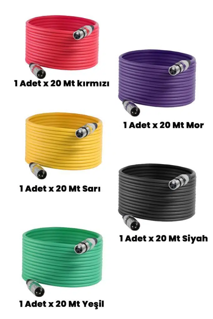 Midex MXL-20M-5x Kaliteli XLR TO XLR 20 mt. Mikrofon Kablosu (5 Adet 5 Renk) Midex MXL-20M-5x Kaliteli XLR TO XLR 20 mt. Mikrofon Kablosu (5 Adet 5 Renk)