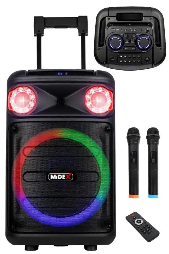 Midex MXR-1100 Taşınabilir Seyyar Mikrofonlu Işıklı Akülü Ses Sistemi Hoparlör (1100 Watt) Midex MXR-1100 Taşınabilir Seyyar Mikrofonlu Işıklı Akülü Ses Sistemi Hoparlör (1100 Watt)