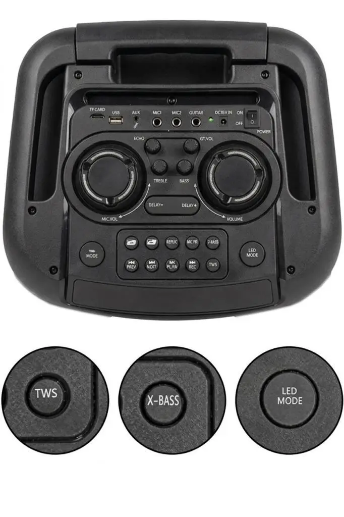 Midex MXR-1100 Taşınabilir Seyyar Mikrofonlu Işıklı Akülü Ses Sistemi Hoparlör (1100 Watt)