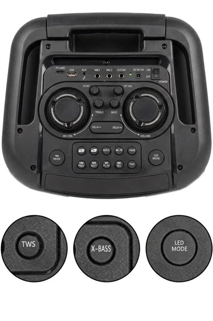Midex MXR-1100HX Taşınabilir Seyyar Portatif 3 Mikrofonlu Işıklı Ses Sistemi Hoparlör (1100 Watt)