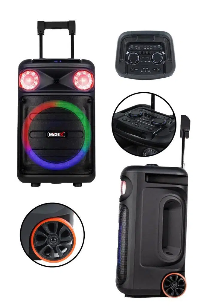 Midex MXR-1300 FM Radyolu Mikrofonlu Şarjlı Portatif Taşınabilir Ses Sistemi Hoparlör 1300W Midex MXR-1300 FM Radyolu Mikrofonlu Şarjlı Portatif Taşınabilir Ses Sistemi Hoparlör 1300W