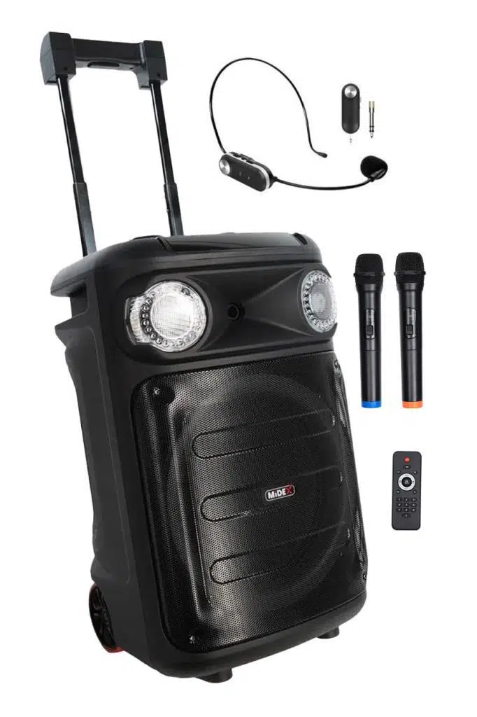 Midex MXR-1300HX FM Radyolu Taşınabilir Seyyar Portatif 3 Mikrofonlu Şarjlı Ses Sistemi Hoparlör 1300W Midex MXR-1300HX FM Radyolu Taşınabilir Seyyar Portatif 3 Mikrofonlu Şarjlı Ses Sistemi Hoparlör 1300W