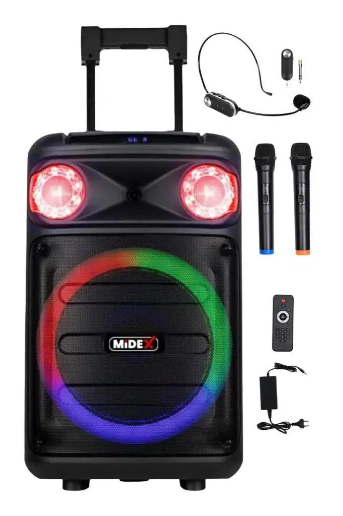 Midex MXR-1300HX FM Radyolu Taşınabilir Seyyar Portatif 3 Mikrofonlu Şarjlı Ses Sistemi Hoparlör 1300W