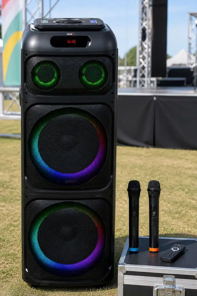 Midex MXR-2000 Mikrofonlu Portatif Taşınabilir Ses Sistemi Hoparlör 2000W (Radyo Bluetooth)