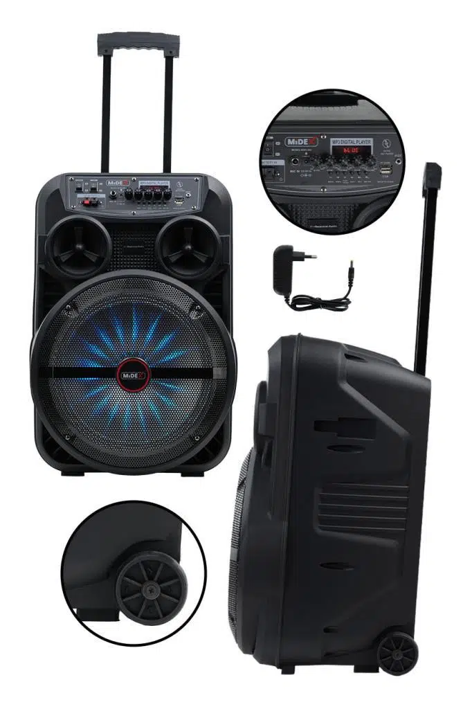 Midex MXR-280 Taşınabilir Mikrofonlu Işıklı Akülü Ses Sistemi Hoparlör (12 İnç 280 Watt)