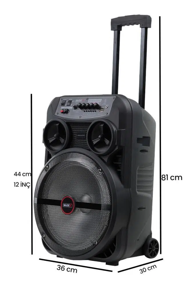 Midex MXR-280 Taşınabilir Mikrofonlu Işıklı Akülü Ses Sistemi Hoparlör (12 İnç 280 Watt)