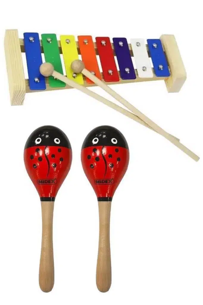 Midex Örf Aletleri Seti Mini Paket Ksilofon ve Marakas Çocuklar için Eğitici Müzik Aleti Midex Örf Aletleri Seti Mini Paket Ksilofon ve Marakas Çocuklar için Eğitici Müzik Aleti
