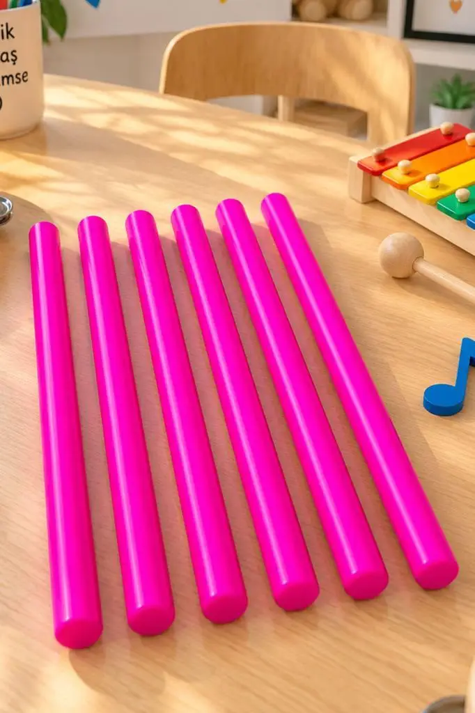 Midex Orf-BT-25PK-3X Pembe Çocuklara Özel Ritim Çubuğu 25 cm Eğitici Örf Aleti (Karbon Fiber)