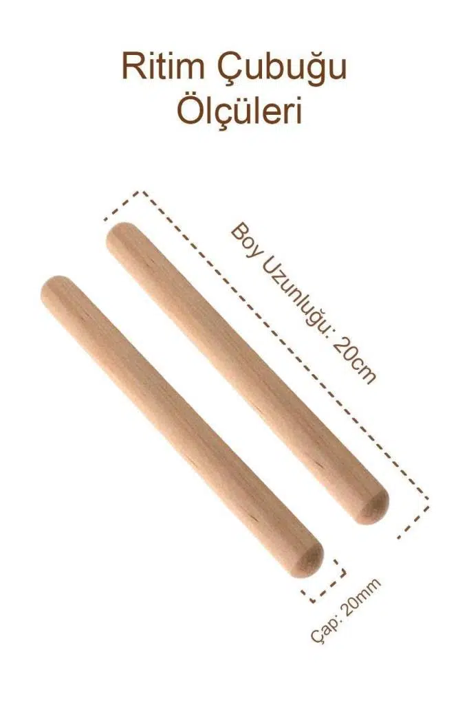 Midex Orf-BT-55-5X Örf Aletleri Ahşap Akça Ağaç Ritim Çubuğu 10 Adet ( 5 Çift)