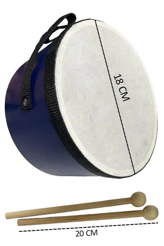 Midex Orf-TF-13BL Örf Aletleri Askılı Mavi Çocuk Davulu ve Yer Davulu